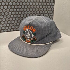 Volcom Hat‎ Cap Gray Logo Graphic Print Spellout Surf Skate Casual Snap Back